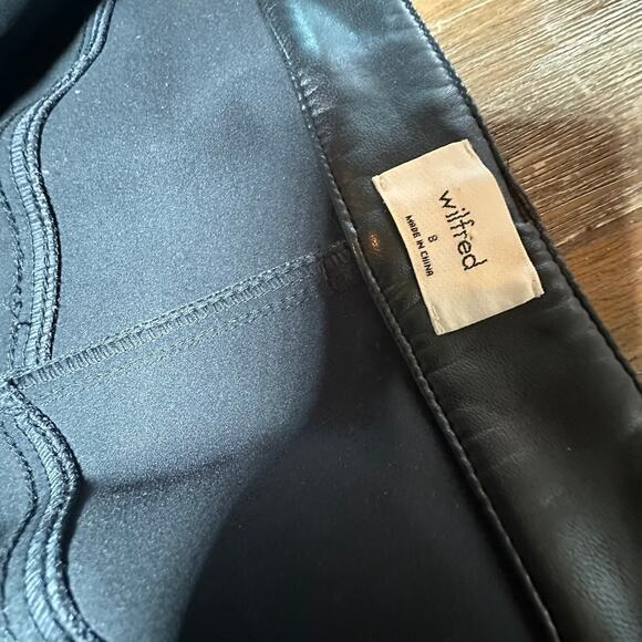 WILFRED PANTS WOMEN’S‎ 8 BLACK VEGAN LEATHER HIGH RISE SLIM LEG TROUSERS - Picture 5 of 10